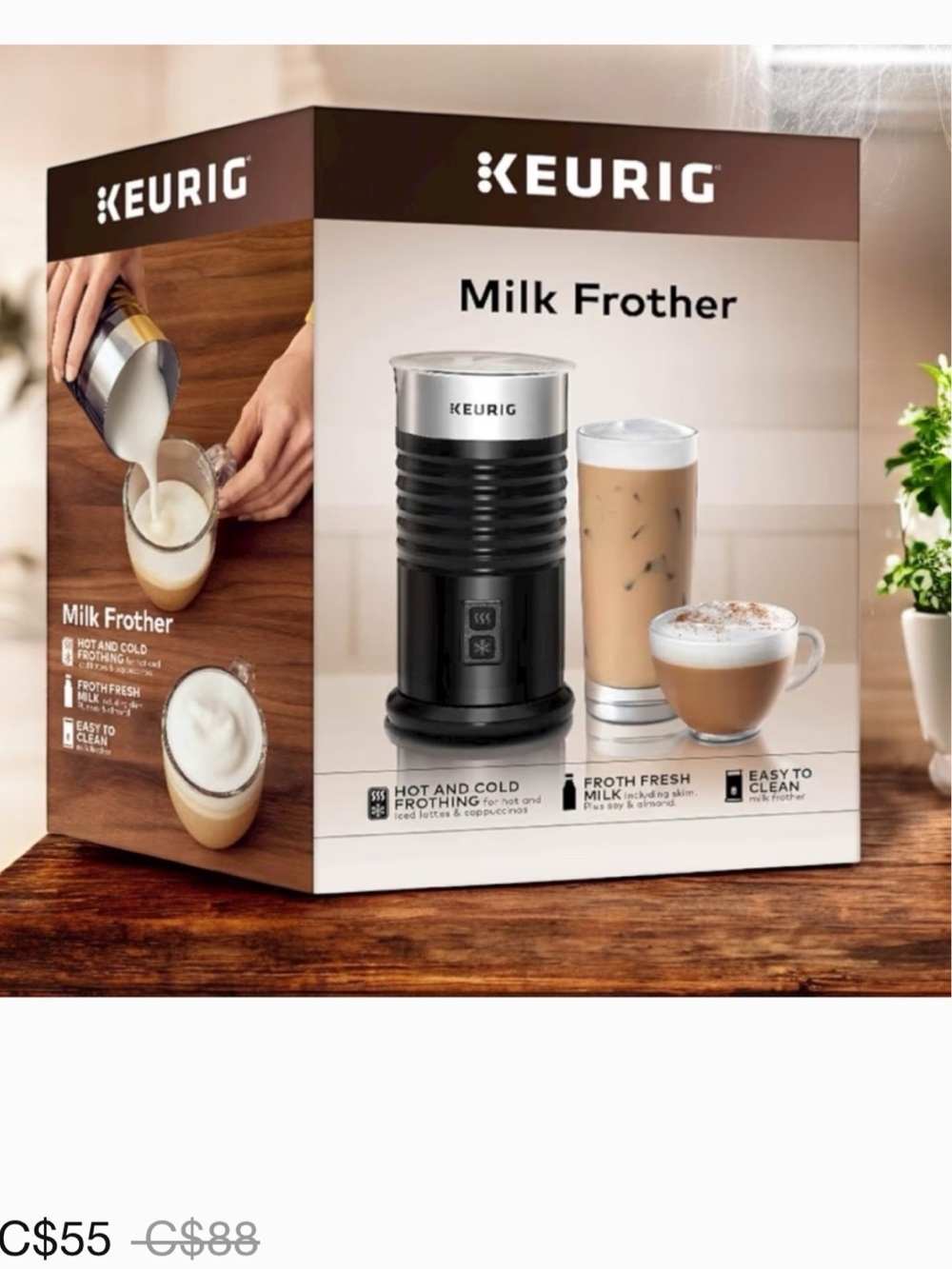 Keurig Black and Silver Milk Frother Box